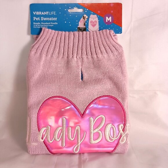 Vibrant Life Lady Boss Pink Dog Sweater Size M NWT Fits 20-50 lb Dogs - Picture 1 of 6